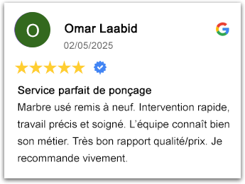Témoignages de clients Poncage du Marbre Casablanca